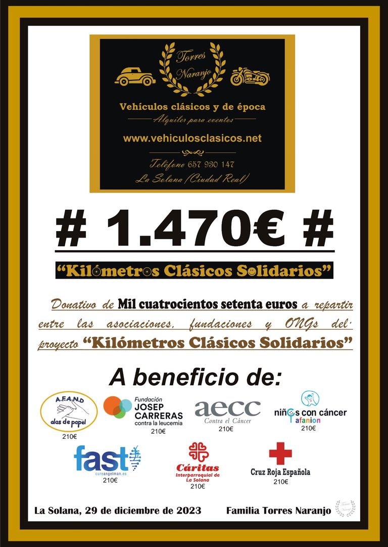 Colaboración con la Fundación Josep Carreras del proyecto "Kilómetros Clásicos Solidarios"